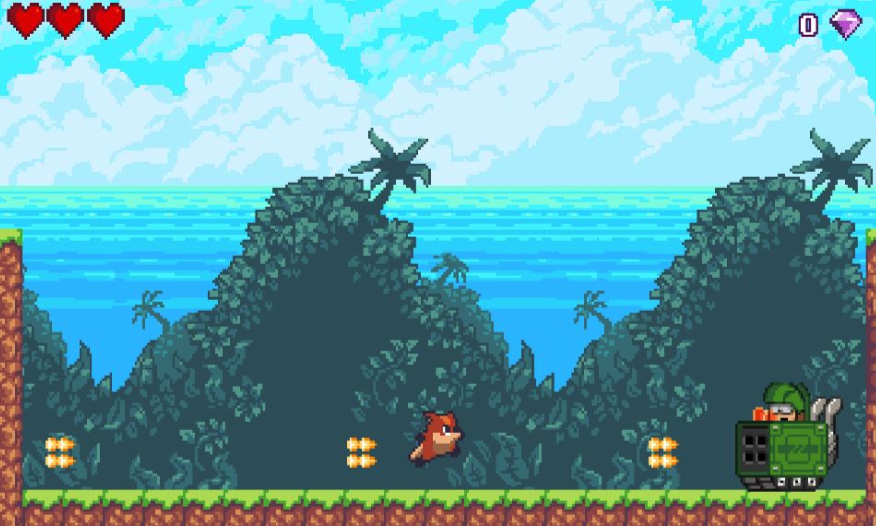 screen shot of fox's tale, the 2d platforming game devin made